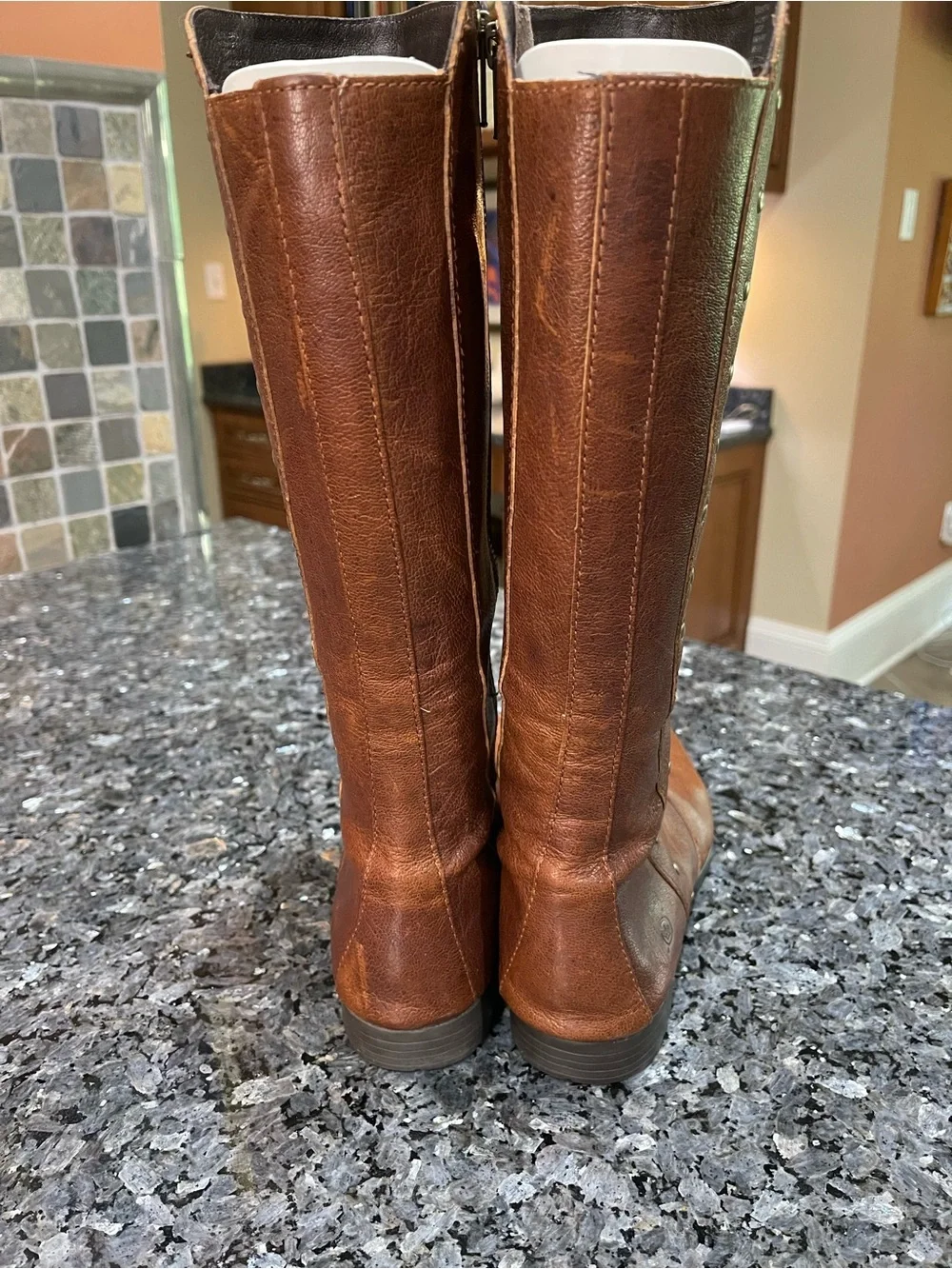 Born Amila Brown Leather Riding Boots with Stud Detail Size 9.5